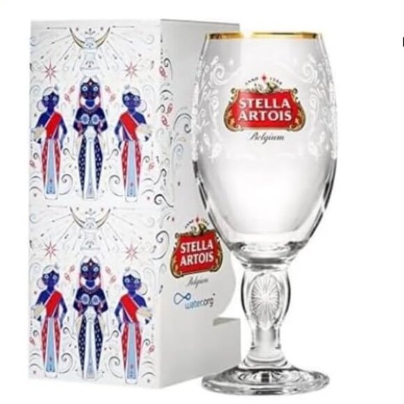 NEW Stella Artois Limited Edition Collectible Gold Rimmed India Glass NEW - Picture 1 of 13